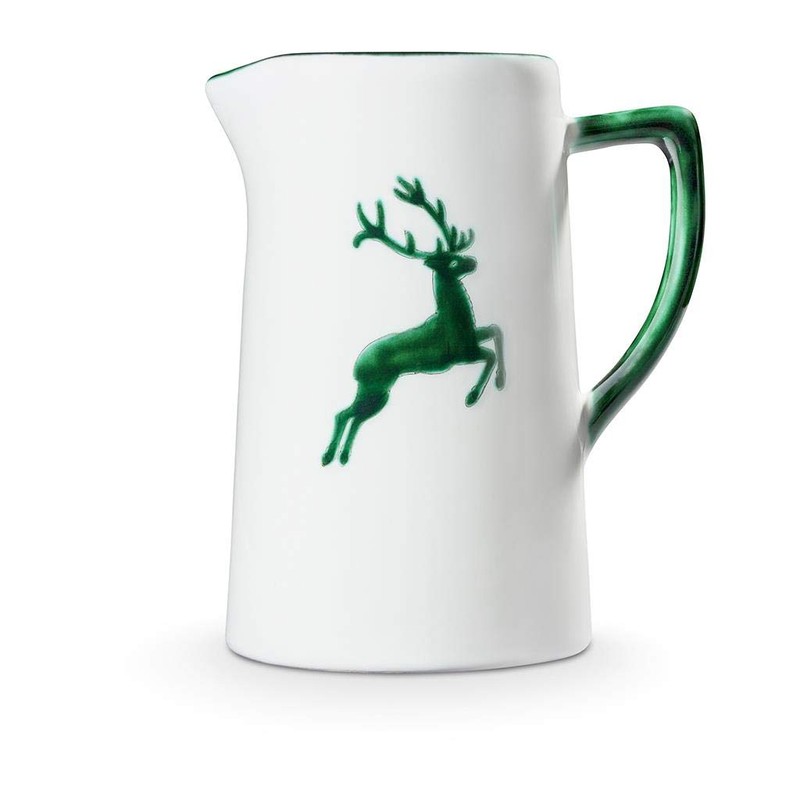 GMUNDNER KERAMIK Water Jug Capacity: 0.7 Litres Green Deer Crockery
