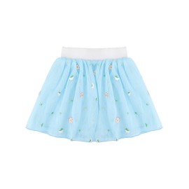Bezioner - Faldas de tutú para niñas pequeñas con bordado en capas, faldas de tul para niñas, falda floral para fiestas, Azul, 2-6 Años
