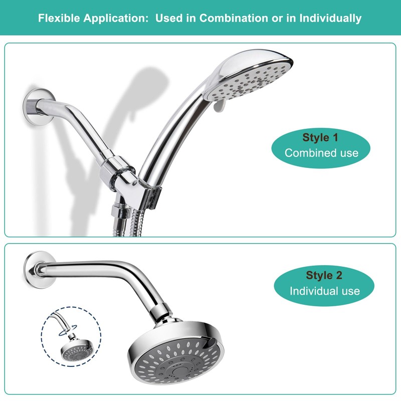 Shower Head Connector Adapter: Adjustable Handheld Showerhead Holder & 6