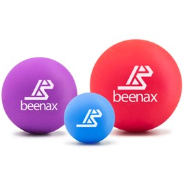 Beenax Lacrosse Massage Ball (Set of 3) - Perfect for Trigger Point Therapy, Myofascial Release, Plantar Fasciitis, Deep Tissue and Muscle Relief - Designed to Relieve Stress and Relax Tight Muscles
