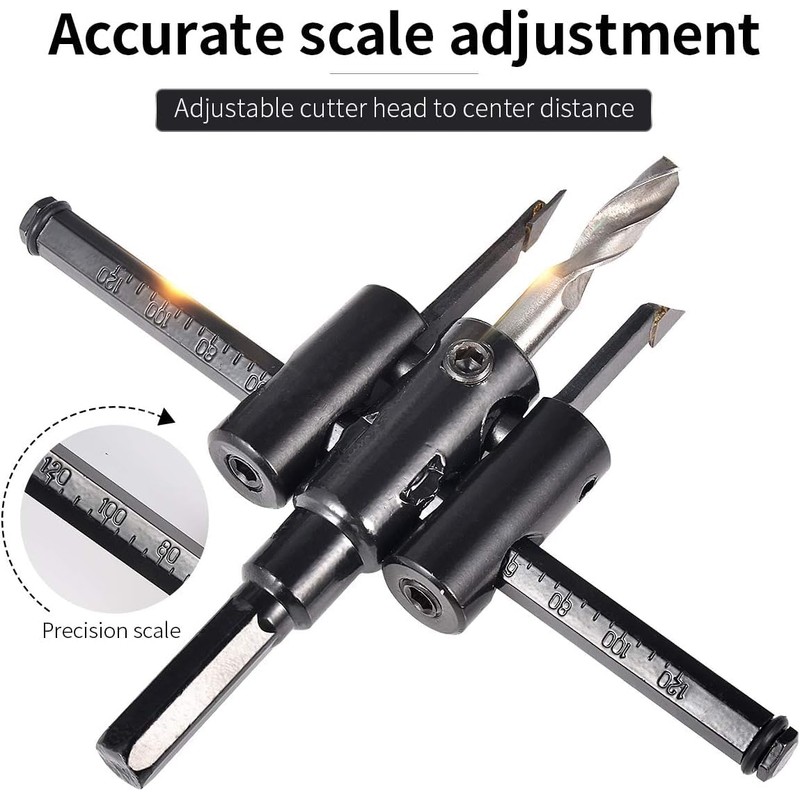 HOHXEN Adjustable Rotary Burr with Twist Drill Bit [Diameter: 30mm-120mm]