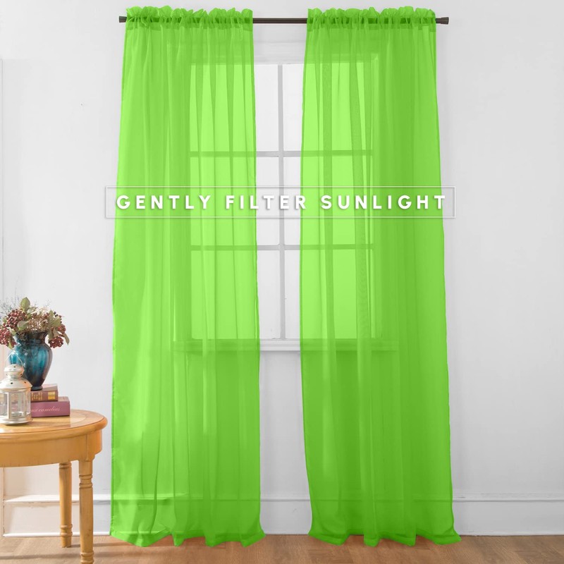 Elegant Comfort 2-Piece Sheer Panel with 2inch Rod Pocket -