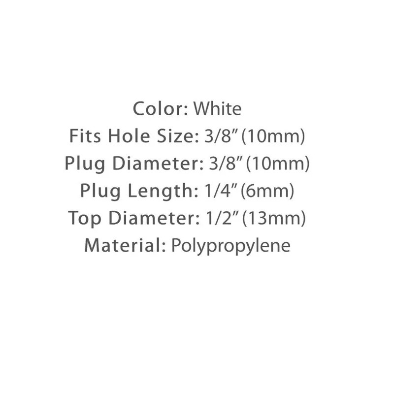 Widget 3/8 Inch White New Plastic Hole Covers 8 Pack