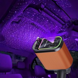 W&O Aromatic Starlight In Car Roof Retractable Car Charger with Lightning Cable, Dual Charge Port (3*Bottles), Fast Charging Adapter - Automotive:_BLACK MECH-STYLE CAR CHARGR (ios+type-c)