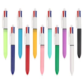 OWill 11 Pcs 4 Colour Pens,Multi Coloured Pens All in One,4-in-1 Retractable Ballpoint Pens 1.0mm for Office School Supplies Students Children Gift