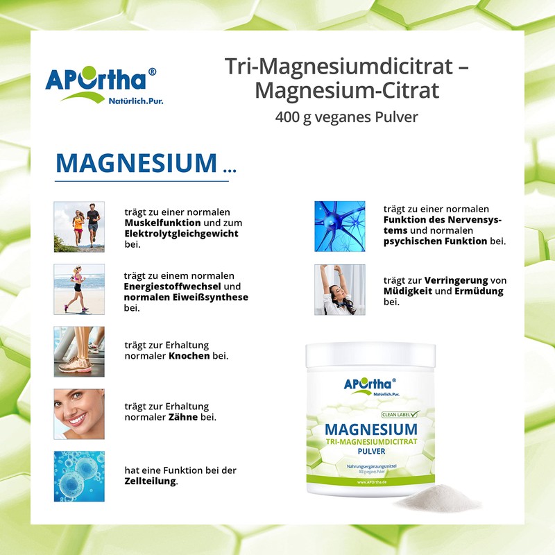 Aportha Magnesium Citrate – Trimagnes Vegan Powder Iumdi Citrate –