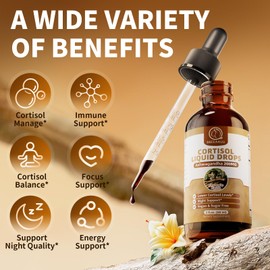 BBEEAAUU BBEEAAUU 2 Pack Cortisol Supplements for Women & Men, with 200mg Ashwagandha, L-Theanine & Phosphatidylserine, 21-in-1 Cortisol Manager Reducer Liquid Drops, Support Night, Focus & Energy, Pineapple