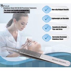 A2Z- Pointed Perfect Craft Fine Angled Removal Stainless Steel Tip 45°Angled Tweezers For Profissional Grafting Eyelash extension False Eyelash Nail Art Electionics Medical- 4.5 Inch