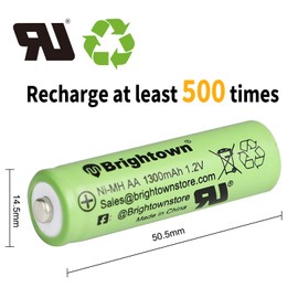 NiMH Rechargeable AA Battery Pack of 12, High Capacity 1300mAh 1.2v Pre Charged Double A Battery for Solar Lights, Battery String Lights, TV Remotes, Wireless Mouses, Radio, Flashlight