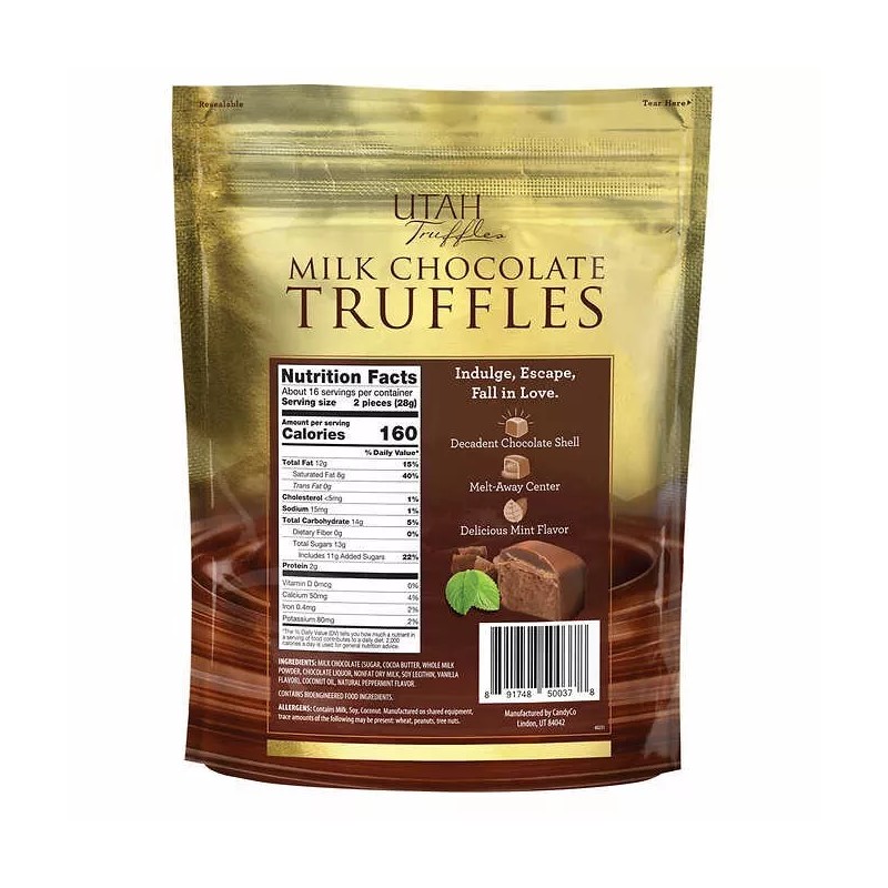 Utah Truffle Milk Chocolate Mint Truffles 16oz 2-pack