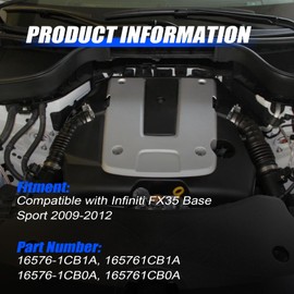 FZJDSD 3.5L Engine Air Intake Hose Compatible with Infiniti FX35 Base Sport 2009-2012,2PCS Left & Right Side Intake Boot Tube Outlet Duct Replace 16576-1CB1A 16576-1CB0A