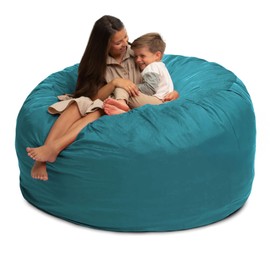 ULTIMATE SACK 6000 6-Foot Bean Bag Chair, Teal Suede Cover – Oversized Foam Lounger, Floor Seat, Small Sofa, or Couch Bed for Living Area, Gaming Room, or Reading Lounge