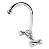 Wall Mount Kitchen Stainless Steel Smooth Surface 2 Handles Faucet