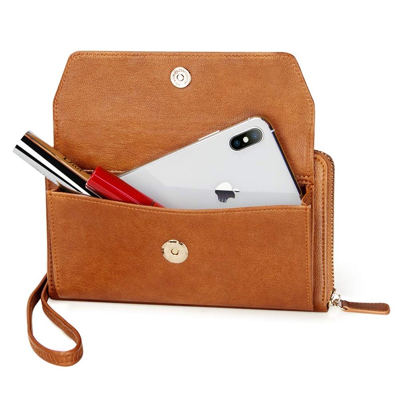 nuoku Womens RFID Wallet Purse Wristlet Crossbody Clutch with Zip
