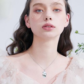 HPQQ Panda Necklace for Women Sterling Silver Opal Pendant Necklace Opal Panda Jewelry Birthday Christmas Gifts for Women Her