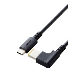 Elecom DC-PDL20BK Charging Cable for Lenovo/NEC, PC Type C & Square Plug (Outer Dimensions 0.4 x 0.18 inches (11 x 4.5 mm), 60 W, PD Compatible, 6.6 ft (2 m), Uses Gold-Plated Pin Connector that