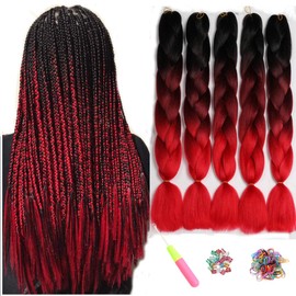 Showjarlly 5 Pieces Ombre Jumbo Braid Synthetic Hair 24 Inch 500 g Kanekalon Hair Braiding Extensions for Crochet Twist Braiding Hair