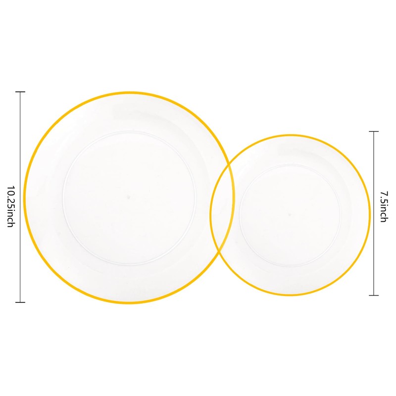 LIYH 120 Pcs Clear Plastic Plates with Gold Trim Disposable,