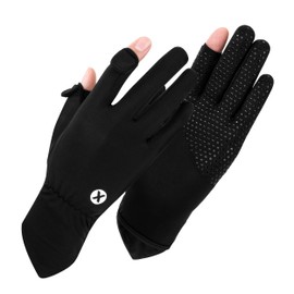 Newellsail Women's UV Sun Protection Gloves Non-Slip Cycling Gloves Summer Thin Ice Silk Breathable Sun Gloves for Driving Fishing Golf 1 Pair (Black)