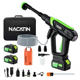 1000PSI Cordless Pressure Washer, 21V 4.0Ah Battery-Powered Brushless Motor Power Washer with 6-in-1 Nozzle, 5 Gear Pressure, Tap Adapter for Car Washing, Patio, Fence, Driveway, Outdoor Cleaning