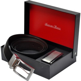 Ashford Ridge Coated Leather Reversible Belt and Buckle Gift Set (4 Belts in 1) - Medium