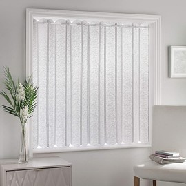 Parma - Plain Textured, Vertical Louvre Style Window Blind, Pleated Lace Panel Curtain, with café curtain style top in White (Width - 72" (183cm) x Drop - 90" (229cm))