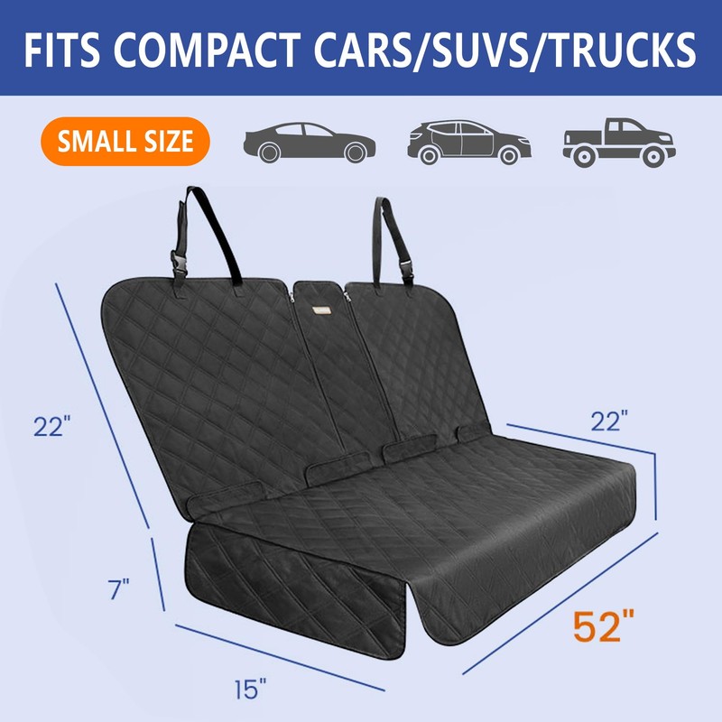 ALLANSING Back Seat Cover for Compact Cars/SUVs Rear Split Bench