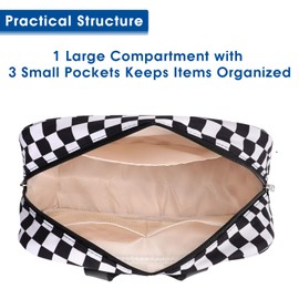 Large Toiletry Bag for Women Travel Ladies Wash Bag for Toiletries Makeup Bag Cosmetic Bag Organizer (Black Checkerboard)
