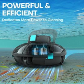 Cordless Robotic Pool Cleaner,Pool Vacuum with Auto- Parking, Lightweight, Ideal for Above Ground Flat Pool up to 645 sq.ft,Black