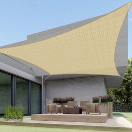 ECOOPTS 10'x12' HDPE Sun Shade Sail Rectangle Canopy Shades for Outdoor Patio Pergola Cover Blockage 95% UV Resistant(Sand)