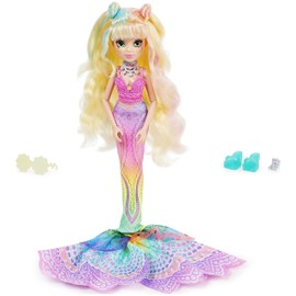 MERMAID HIGH, Spring Break Finly - Muñeca de Sirena y Accesorios con Cola extraíble y Rayas de Cabello Que cambian de Color, Juguetes para niños para niñas a Partir de 4 años