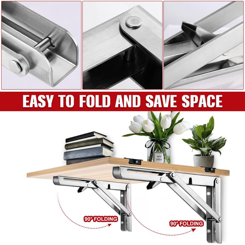 Pack of 2 Folding Heavy Duty Wall Brackets 200 mm