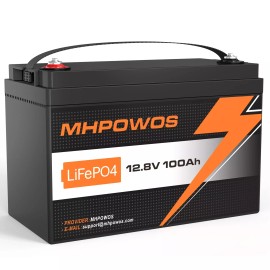 MHPOWOS 24V 12V LiFePO4 Lithium Battery 200Ah 100Ah for Rv Solar Off Grid Camping lot - 12V 100Ah Battery