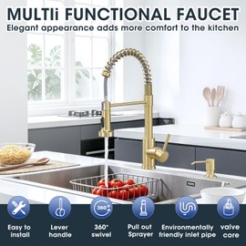 SOEBIZ Kitchen Faucet with Soap Dispenser, 2-Mode Sprayer