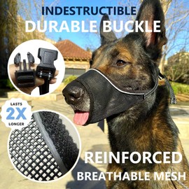 MoiiLavin Dog Muzzle,Soft Air Mesh Muzzle for Large Small Medium Dogs Border Collie Golden Retriever, Breathable Dog Mouth Guard Anti-bite Vet Visit Gromming (Black Mesh, Large-Husky,Belgian Malinois)