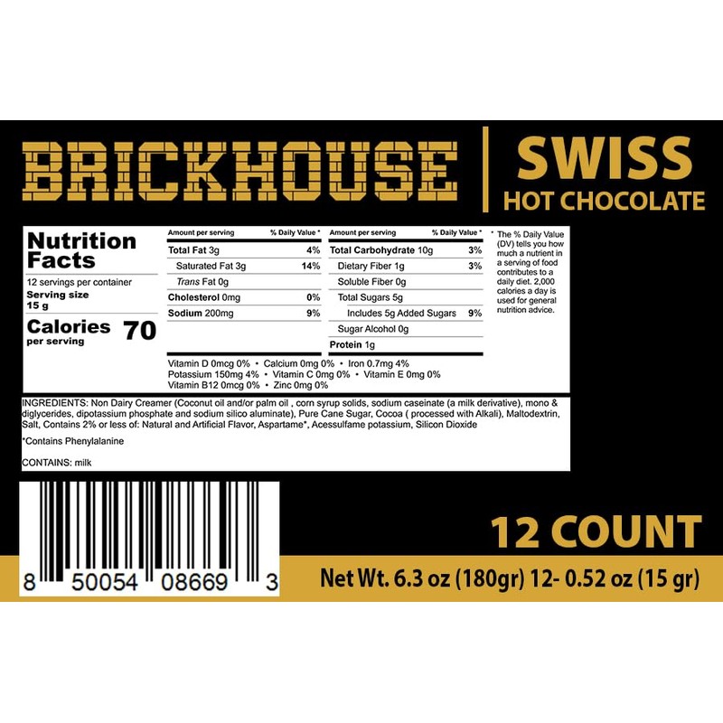 Brickhouse Single Serve, Swiss Hot Chocolate (12 Count)