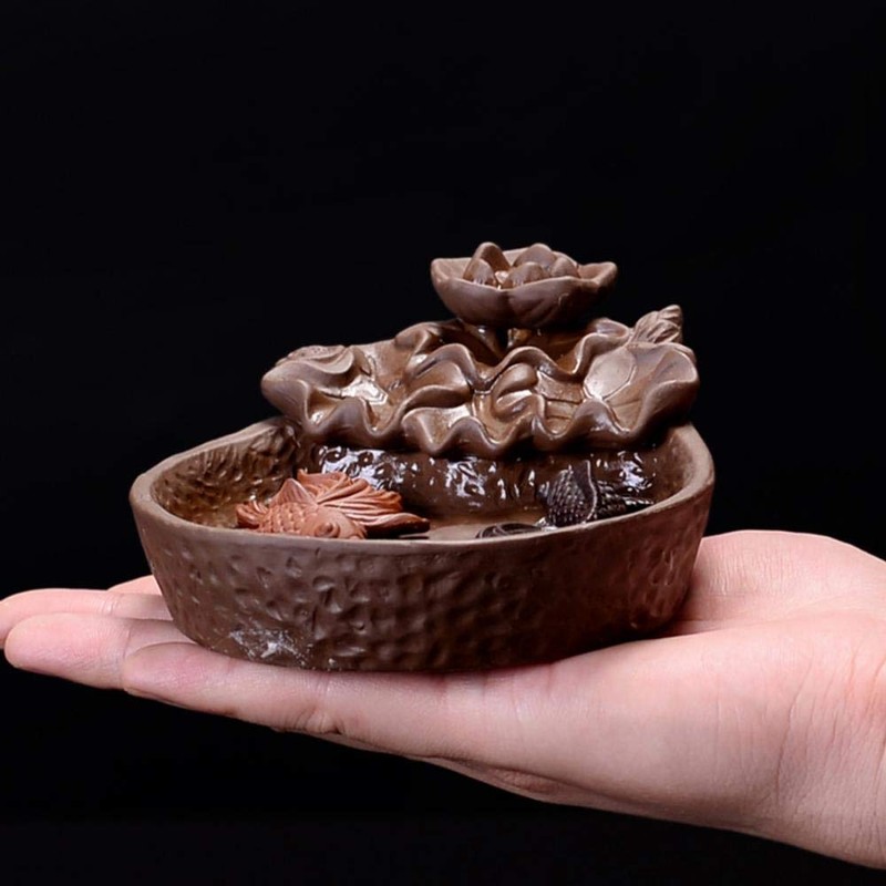 Two Fishes Incense Holders Ceramic Backflow Incense Burner Purple Clay