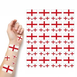 20 PCS England Flag World Theme Temporary Tattoo Transfer Stickers Twenty pieces each Remembrance Day Decorations St Georges Flags For football Supporters Sports Teams Teamsootball Fans, Families
