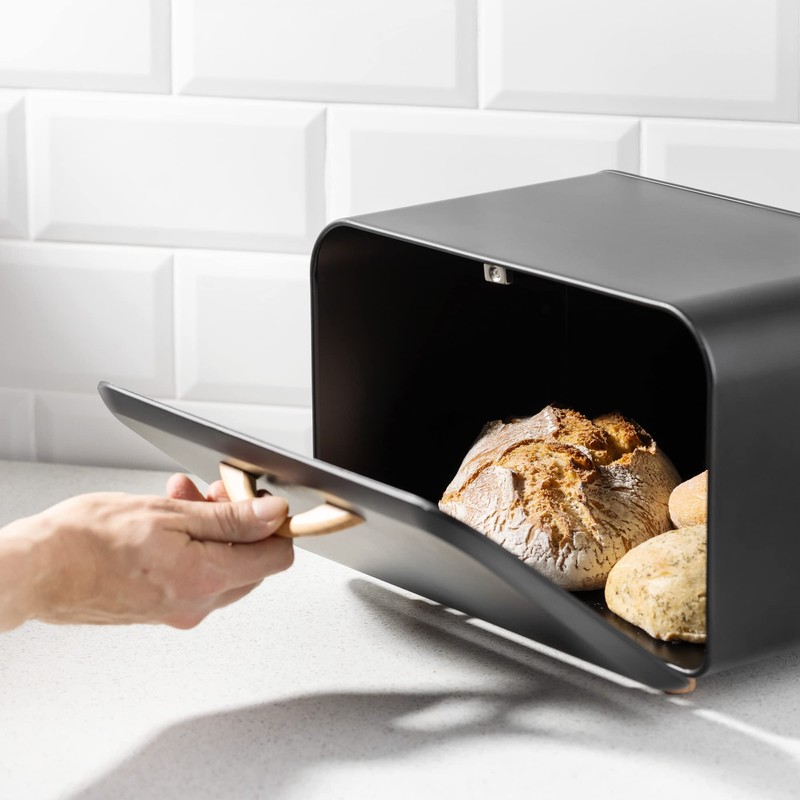 Navaris Bread Box - Metal Bread Bin Storage Tin with