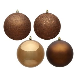 Vickerman 6" Mocha 4-Finish Ball Ornament Set. Includes 4 Ornaments per Box.