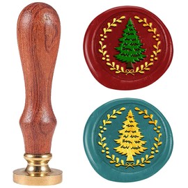 DELORIGIN Pine Tree 1" Wax Seal Stamp Retro Sealing Stamps Removable Brass Head Seal Stamp with Wooden Handle Sealing Wax for Envelope Greeting Letter Christmas Invitations Gift Wrapping Decor