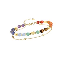 JSDDE 7 Chakra Crystal Bracelet for Women, Healing Crystal Bracelet with Link Bracelets Set, Adjustable Gemstone Bracelets Gifts for Girlfriend Mum Birthday Valentine’s Day