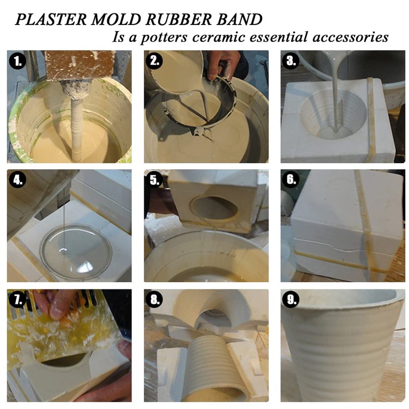 Plaster Mold Rubber Band for Potters Ceramic, Home Crafters -