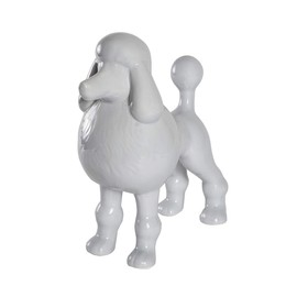 Nayothecorgi Ceramic Dog Statue - Shiny Grey Standing Poodle Dog Statue - Decorative Dog Sculpture for Garden or Home Décor - Poodle Dog Outdoor Statue - (9” x 3.5” x 9.25”)