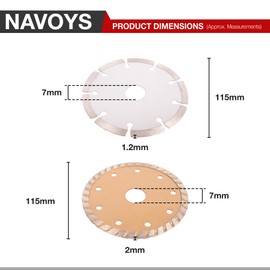 2-Piece Diamond Cutting Disc Set for Concrete, Masonry, Stone, Asphalt, Granite & Marble – Dry & Dry/Wet Cutters, 115mm – 48/12 Sets