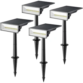 Consciot Solar Spot Lights Outdoor, 4 Pack, White, 600 Lumens, IP65 Waterproof, 6500K Daylight, Solar Landscape Lights for Yard Garden Tree House