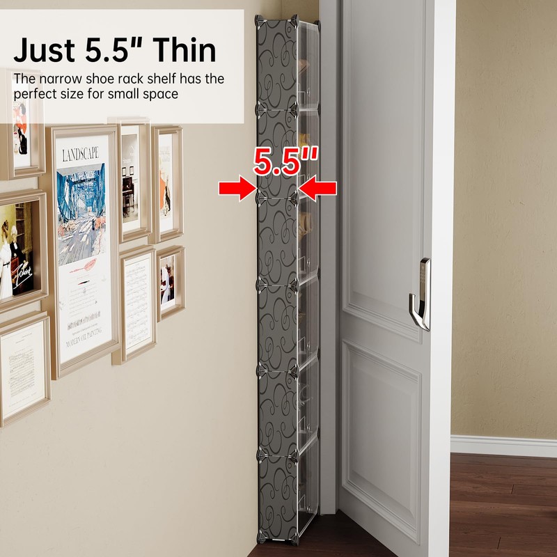 MAGINELS 6 Tier Shoe Rack Organizer with Cover, Slim Shoe