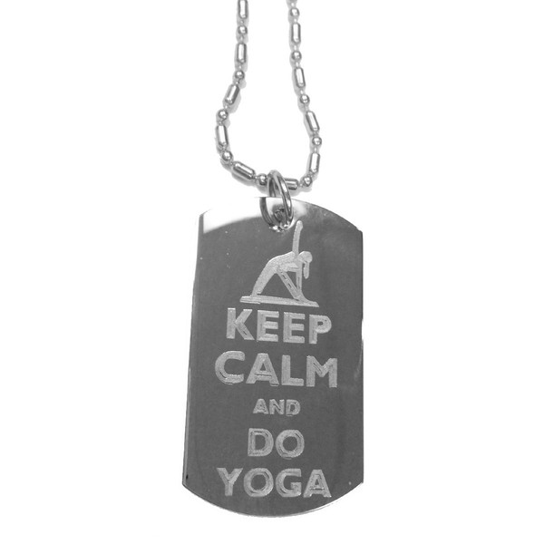 Hat Shark Keep Calm and Do Yoga - Luggage Metal Chain Necklace Military Dog Tag