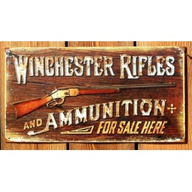 Winchester Rifles & Ammunition Ad Ammo Gun Vintage Look Retro Style Metal Tin Sign 8X12In