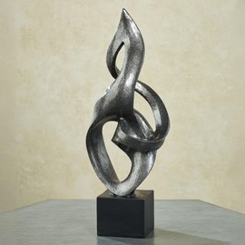 Loving Tribute Abstract Table Sculpture | Antique Metallic Silver and Black Finish | Bold Abstract Looped Design Resembles an Unwavering Flame | Contemporary, Modern Stylized Tabletop Sculpture Accent